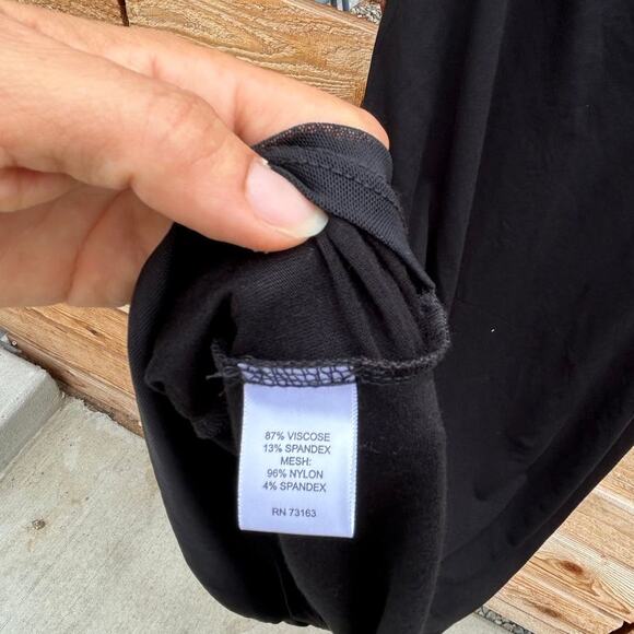 Neiman Marcus sleeveless black midi dress with sheer trim and back‎ -sz M - Picture 6 of 7